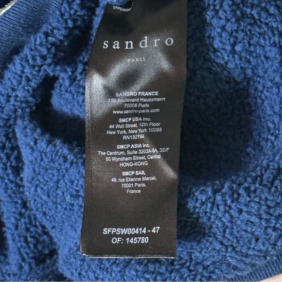 Sandro Classic Embroidered Crewneck Sweatshirt Women’s Size 1 (Small) in Blue - Picture 7 of 10